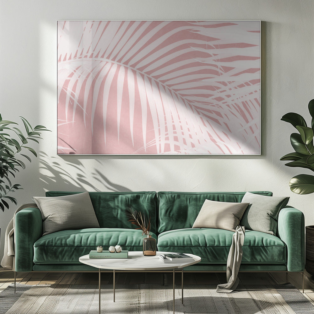 Palm Leaves On Pink Silhouette IV | Canvas