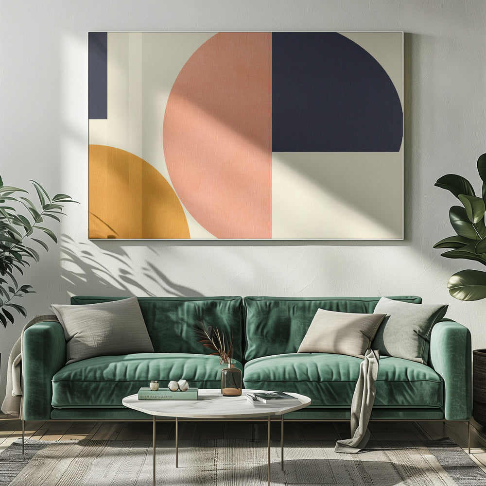 Rainbow Plus Shapes  Blue Mustard2 | Canvas