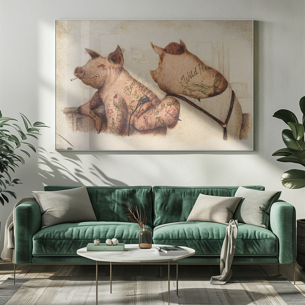 Tattooed Pigs In A Vintage Style | Canvas
