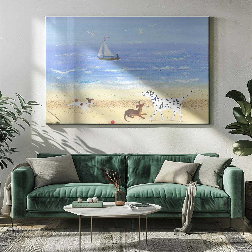 Doggy Plays On the Beach | Canvas