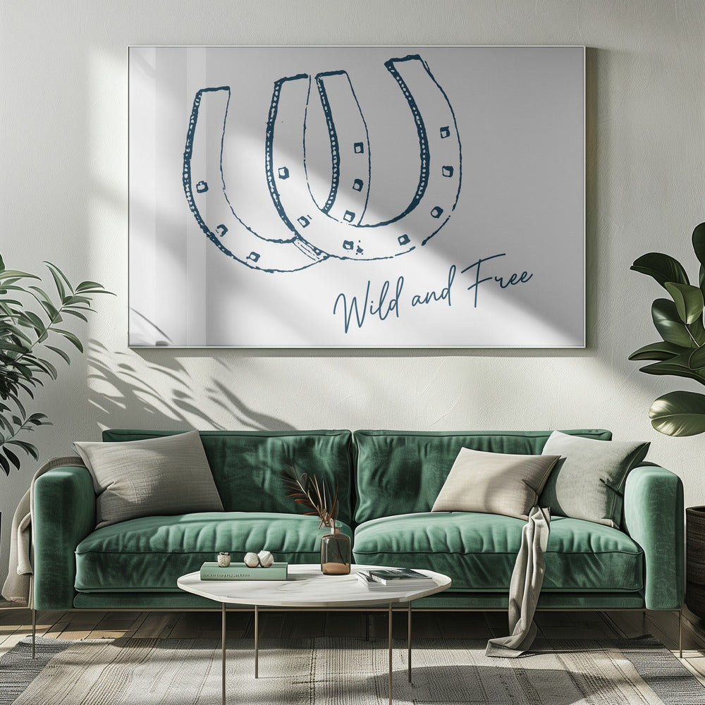 Horseshoe Wild and Free Navy Blue | Canvas