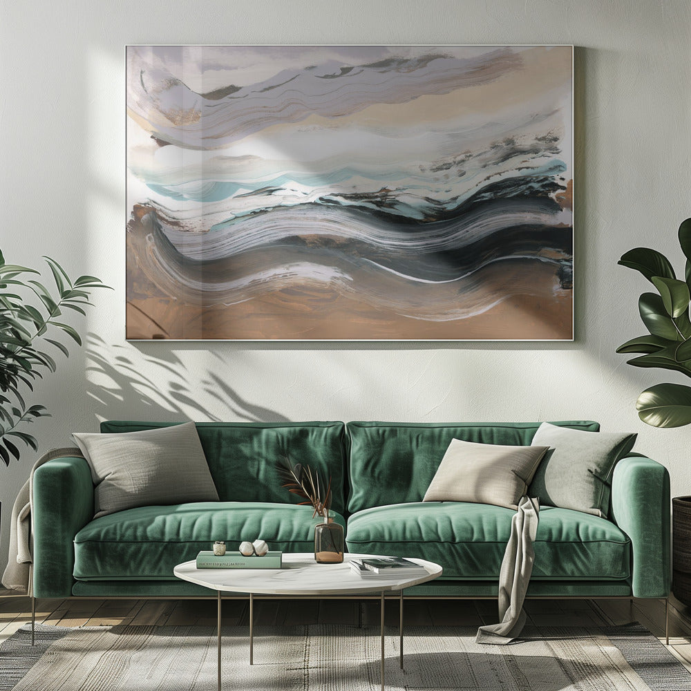 Abstract Landscape Waves Mocha | Canvas
