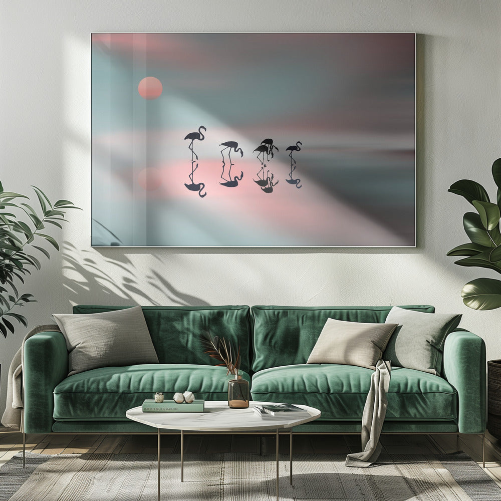 Family flamingos. | Canvas
