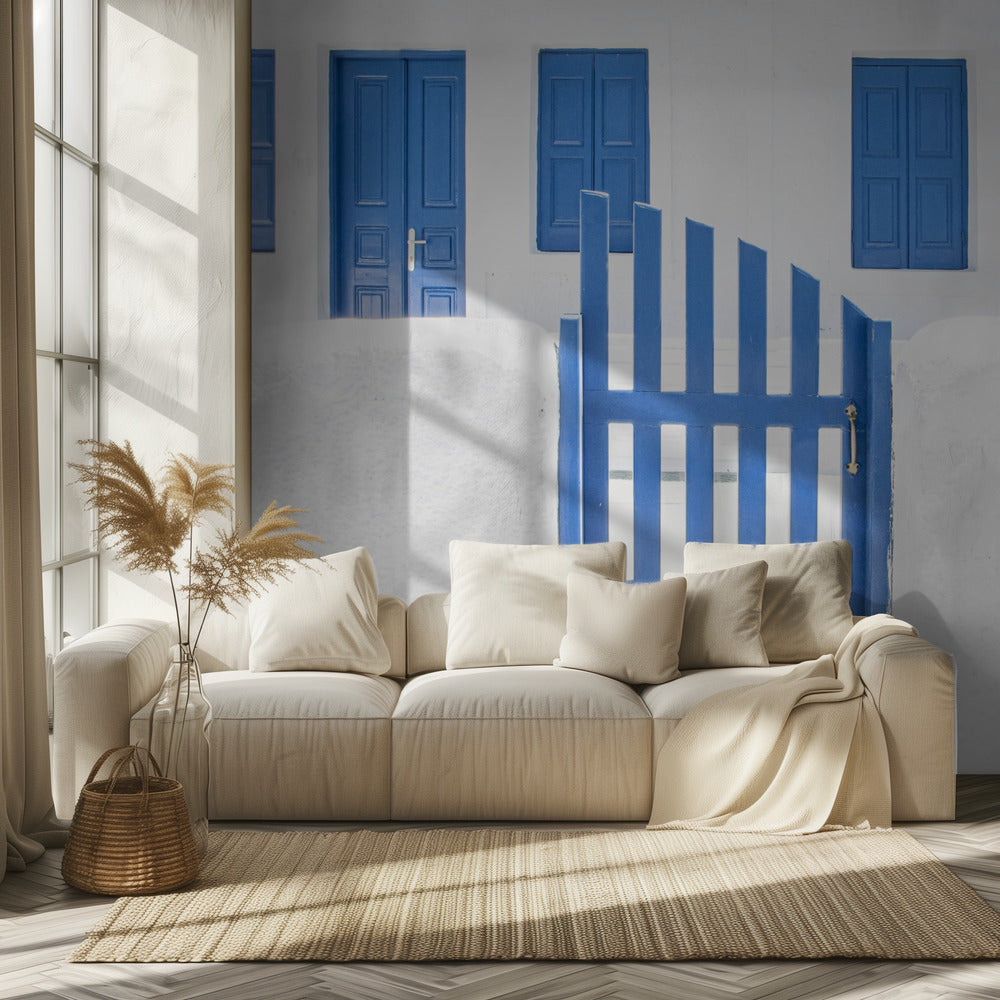 whitewash and blue paint | Wallpaper