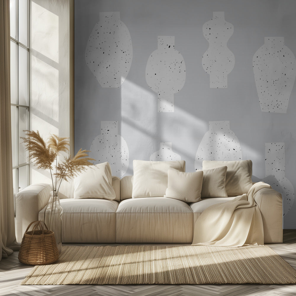 Abstract Vases White | Wallpaper