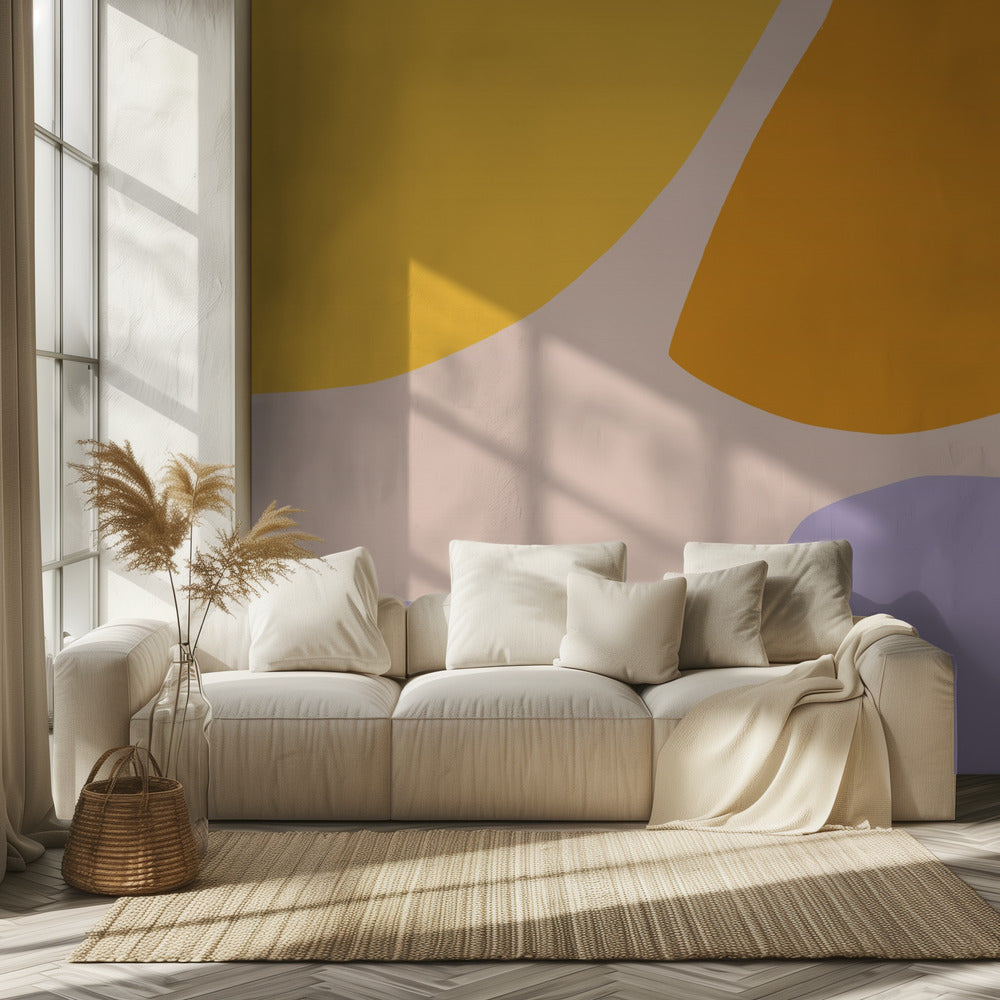 Soft Pastel Shapes in Yellow Orange and Purple | Wallpaper