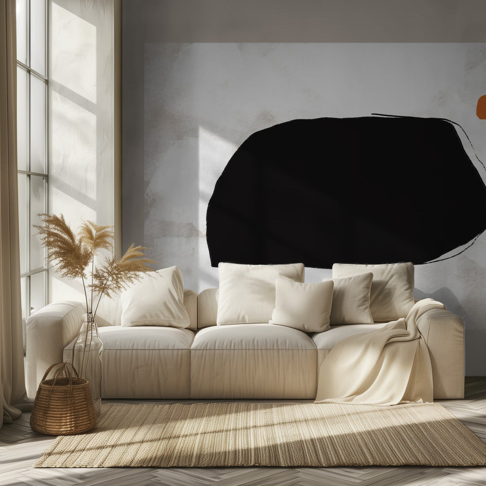 Black Shape On A Textured Beige Background | Wallpaper