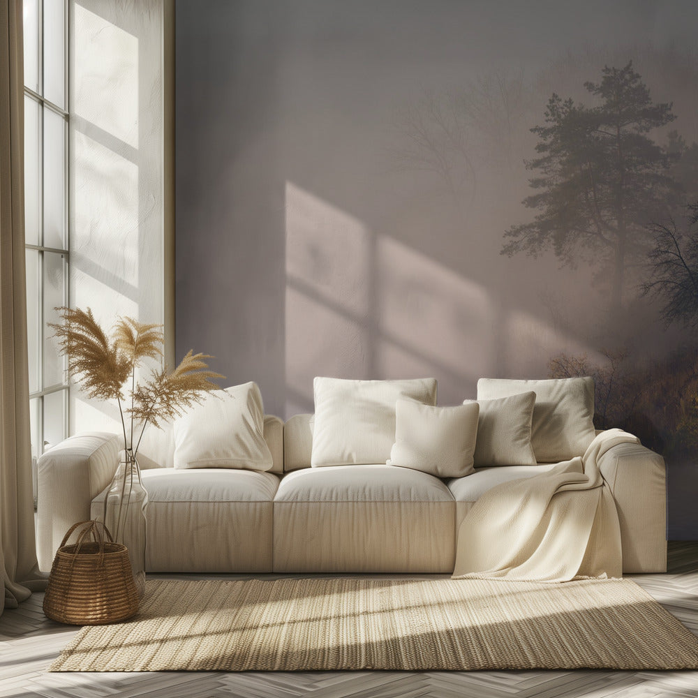 Foggy autumn morning on the river | Wallpaper