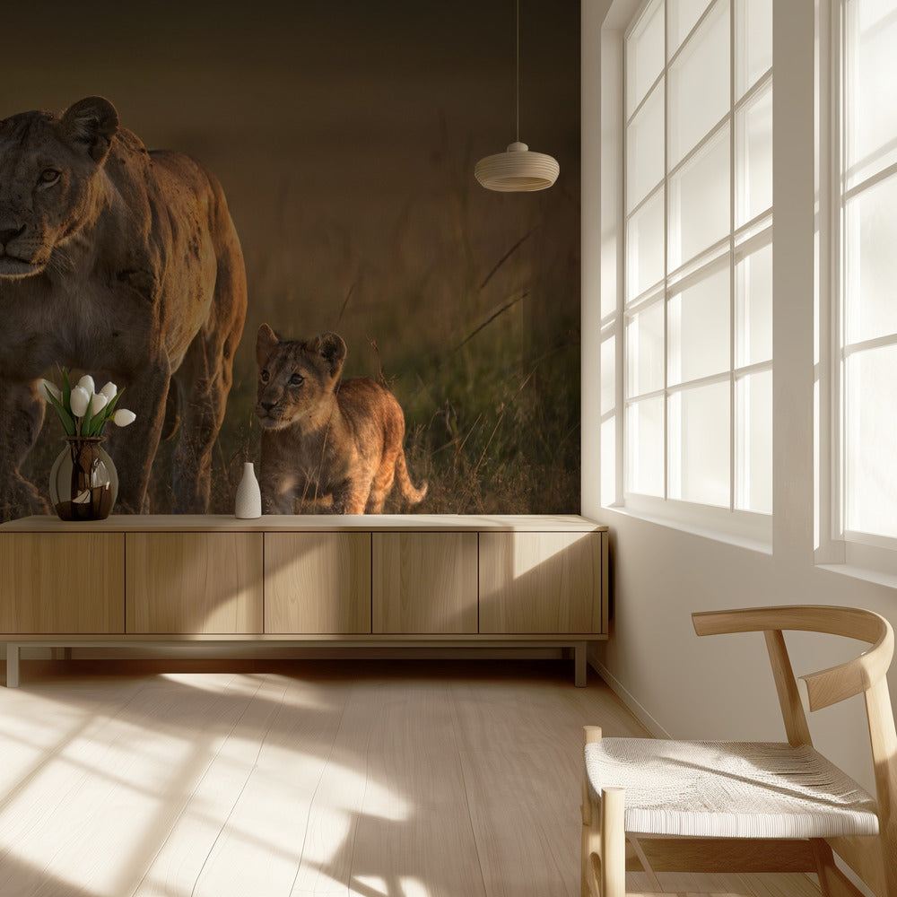 Mom lioness with cub | Wallpaper