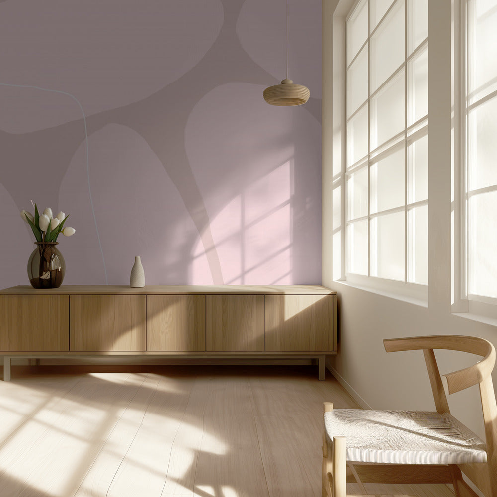 Pink Organic Shapes And Thin White Lines | Wallpaper