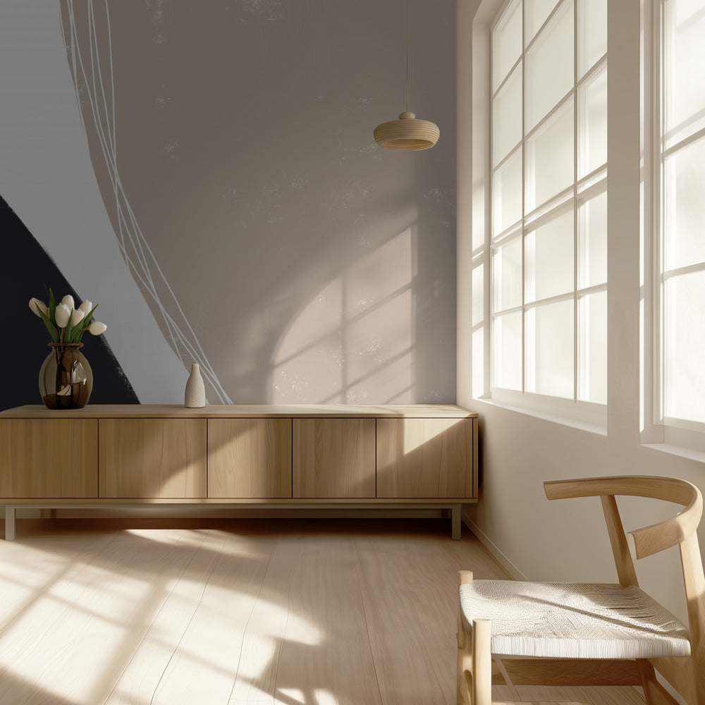 Black And Beige Organic Shapes | Wallpaper