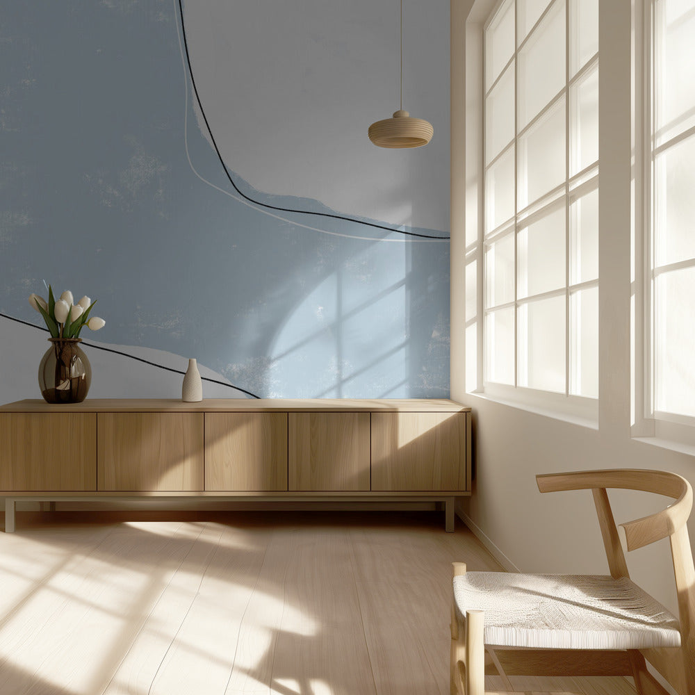 Blue And White Tones With Fluid Lines | Wallpaper