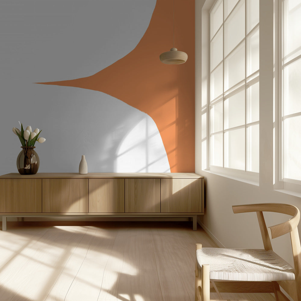 Geometric White Shapes On An Orange Background | Wallpaper