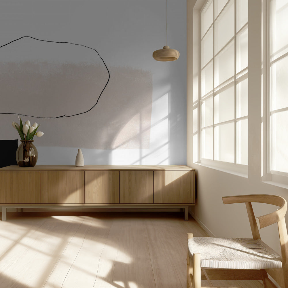 Beige Shape and Black Block | Wallpaper