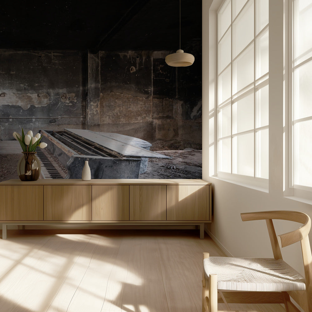 Piano in Burned Garage | Wallpaper