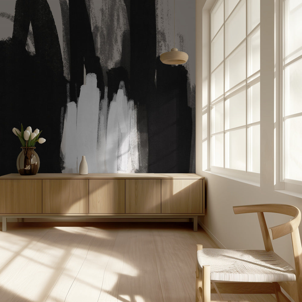 Expressive Black and White Brushstrokes | Wallpaper