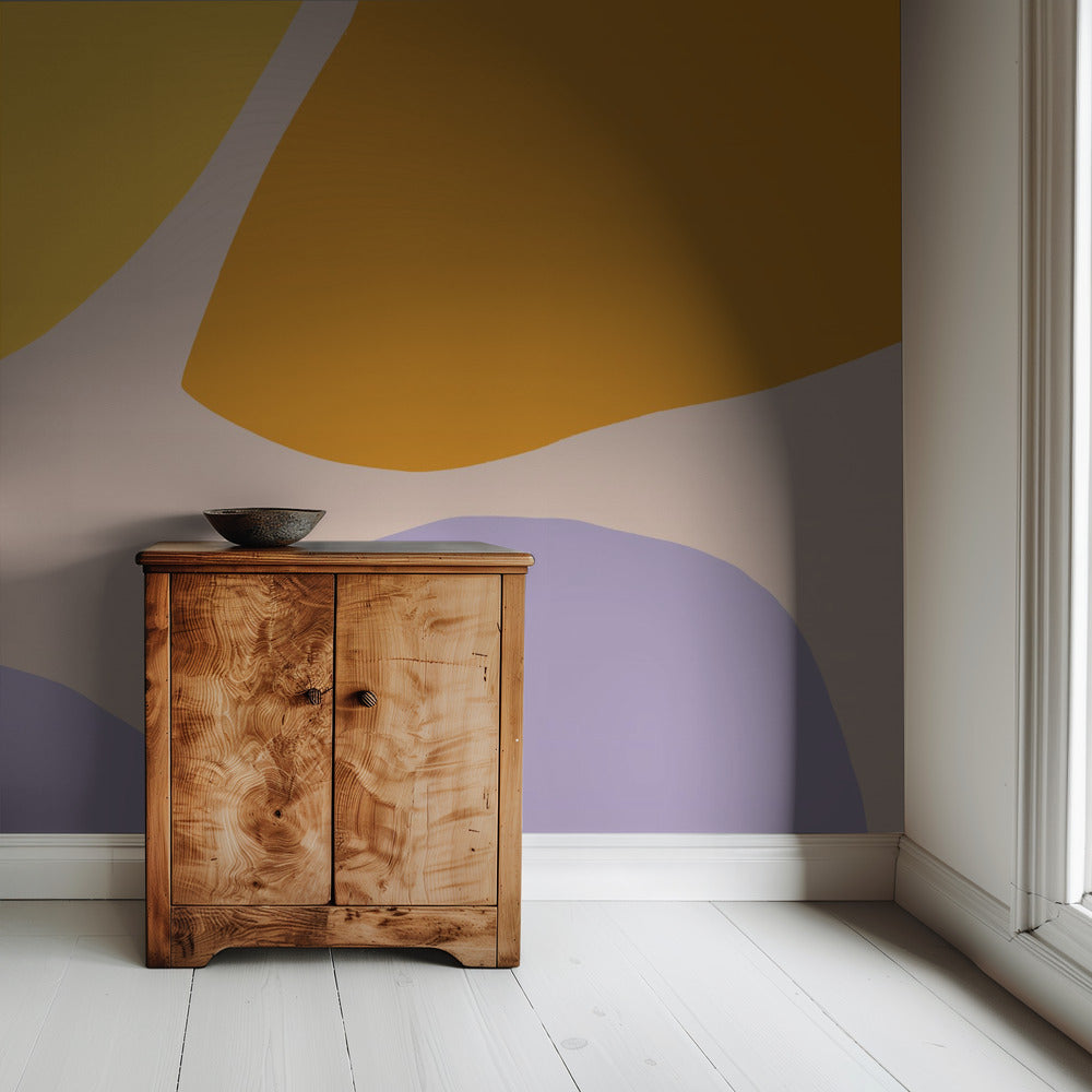 Soft Pastel Shapes in Yellow Orange and Purple | Wallpaper