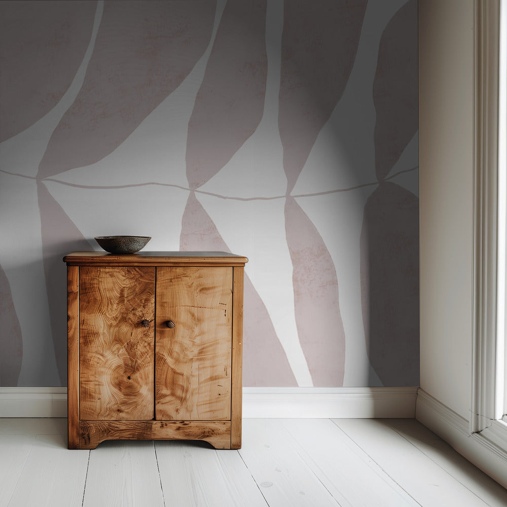 Leaf Patterns in Soft Beige Tones | Wallpaper