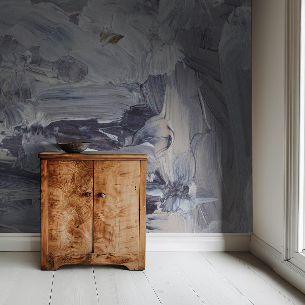 Dynamic Brushstrokes in Shades of Gray and White | Wallpaper