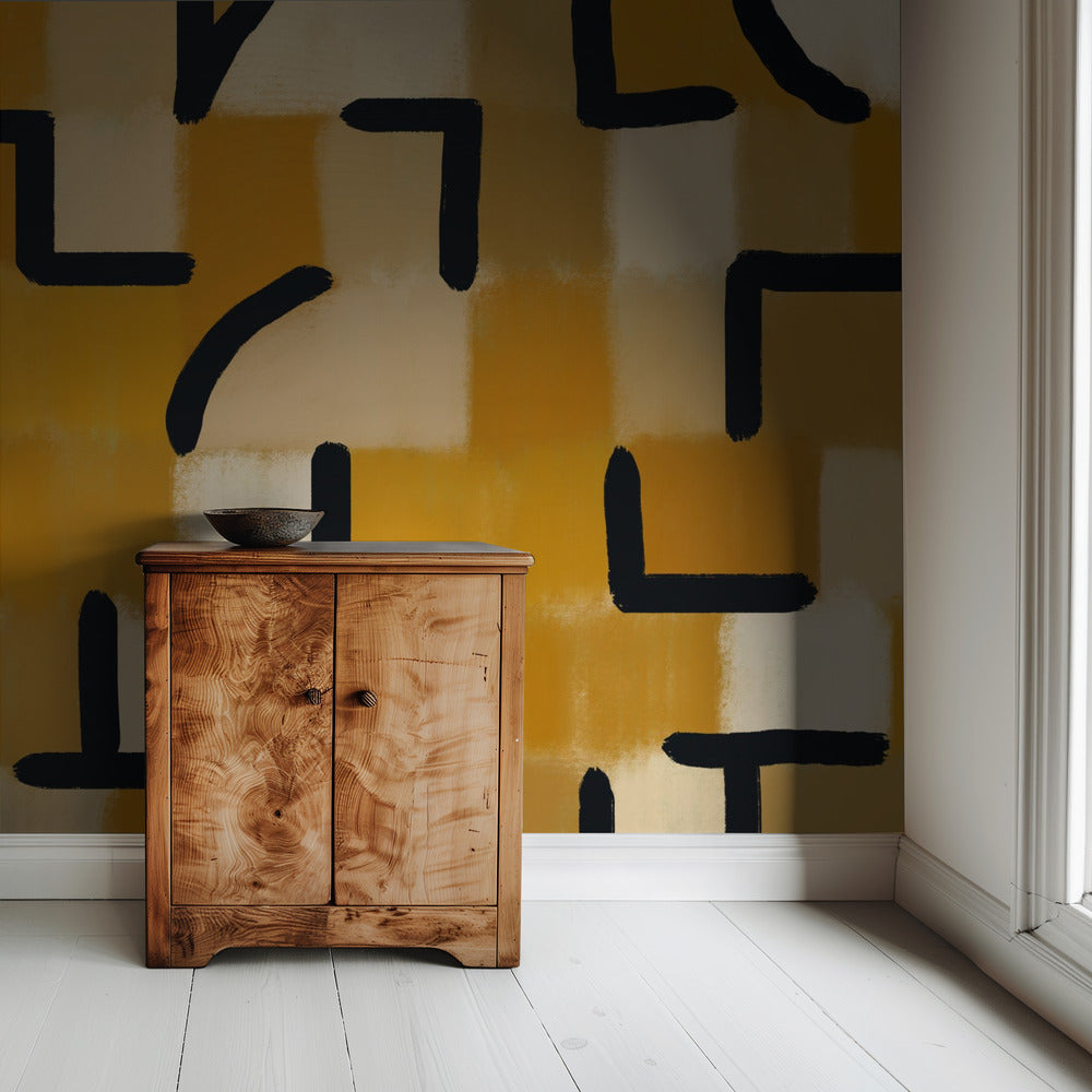 Ochre Checked Blackburn | Wallpaper