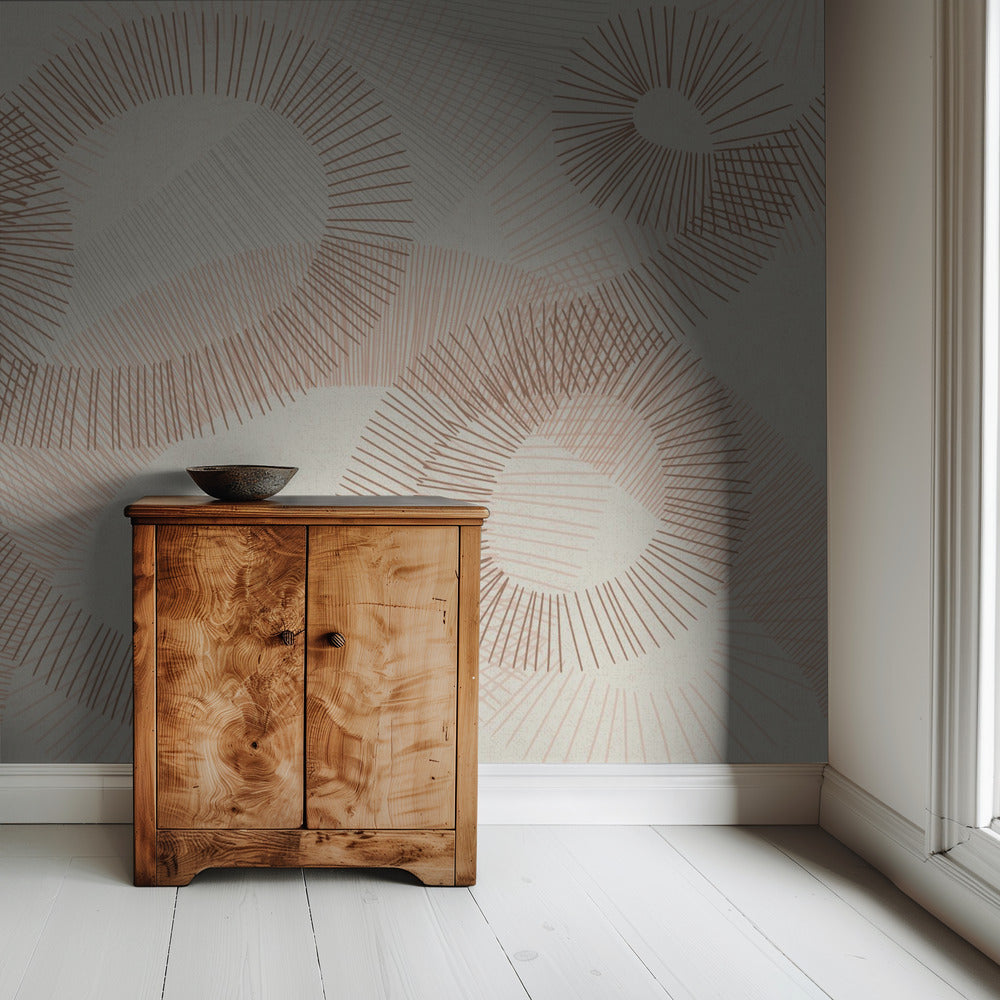 calming essentials Curved Lines sand | Wallpaper