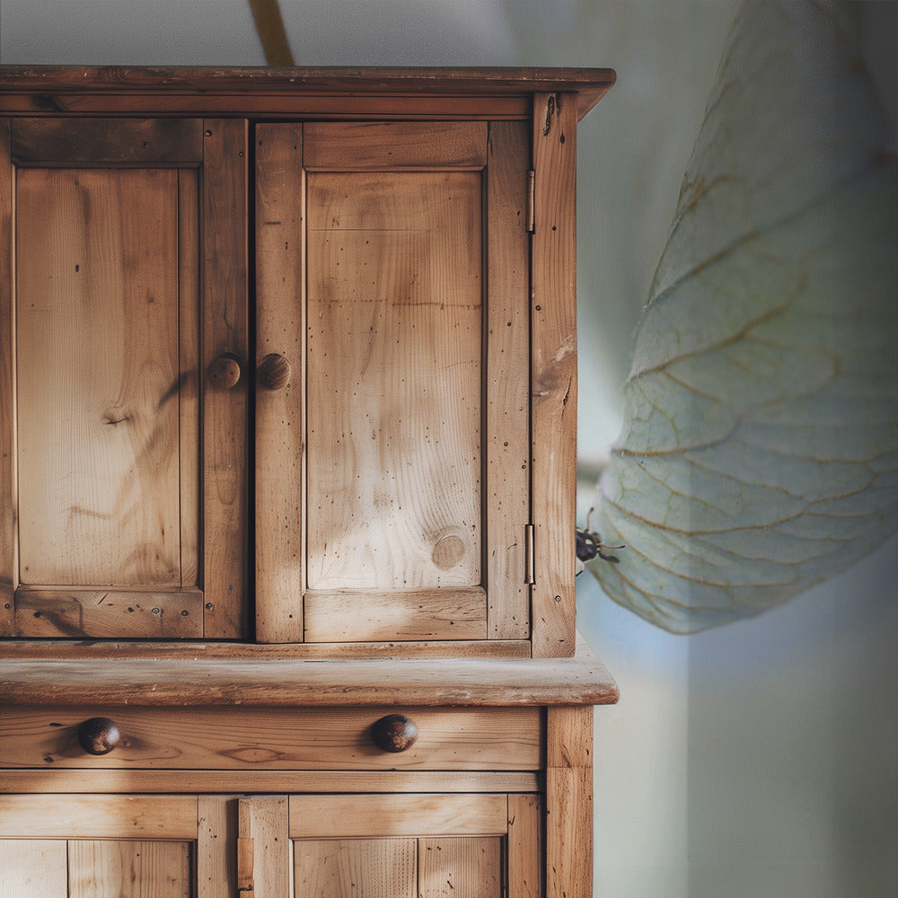 Ladybird on blue-green hydrangea | Wallpaper