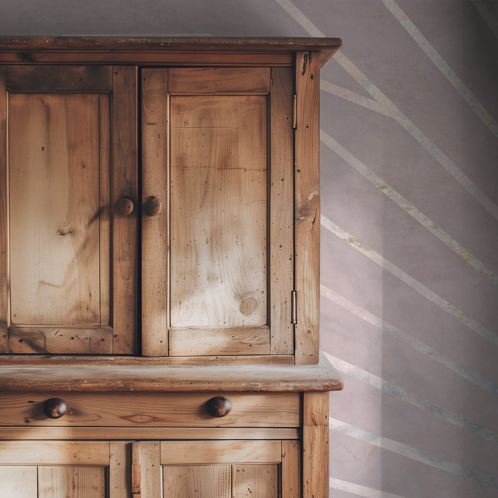 Gold geometric sun rays mural pink | Wallpaper