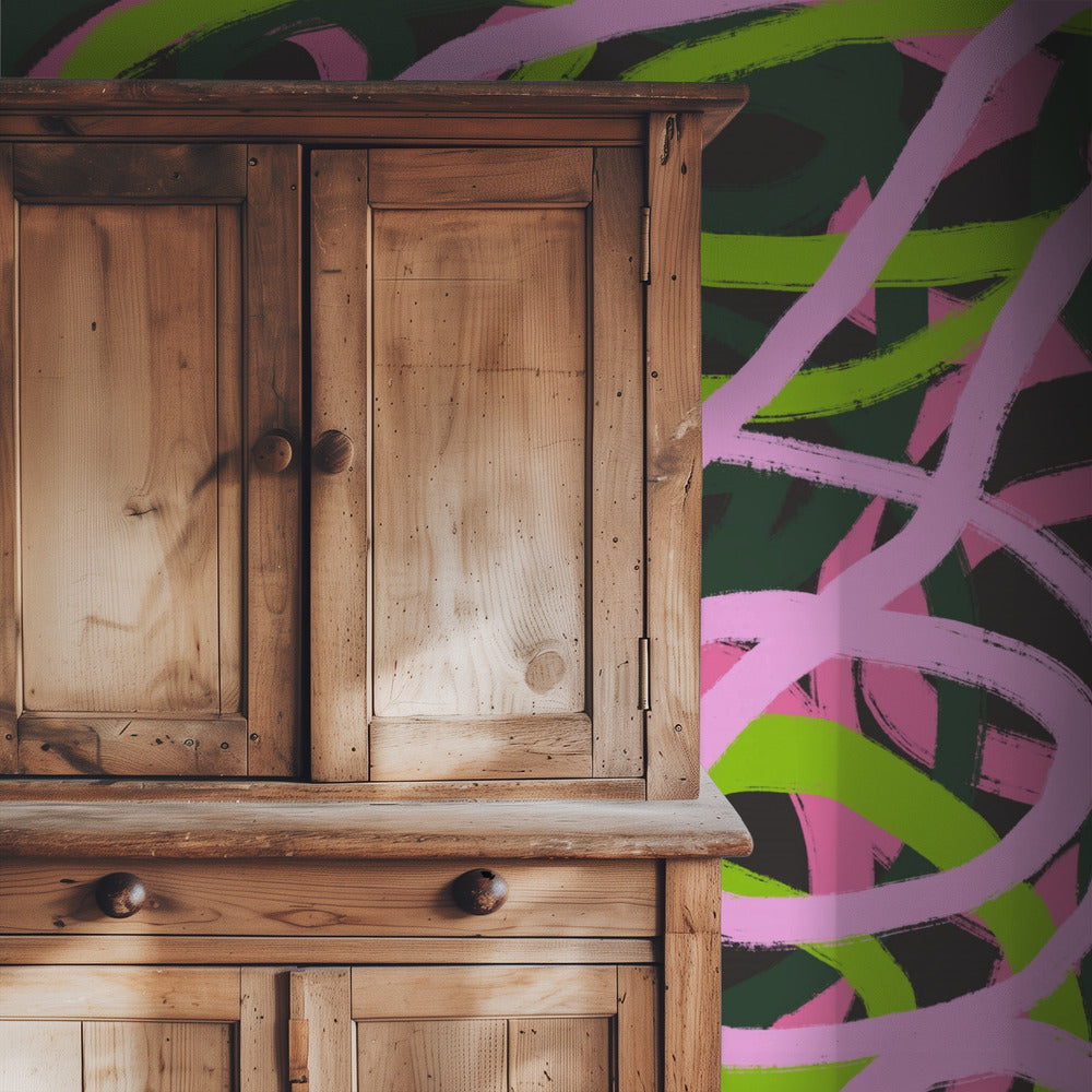 Intertwining Pink And Green Lines | Wallpaper