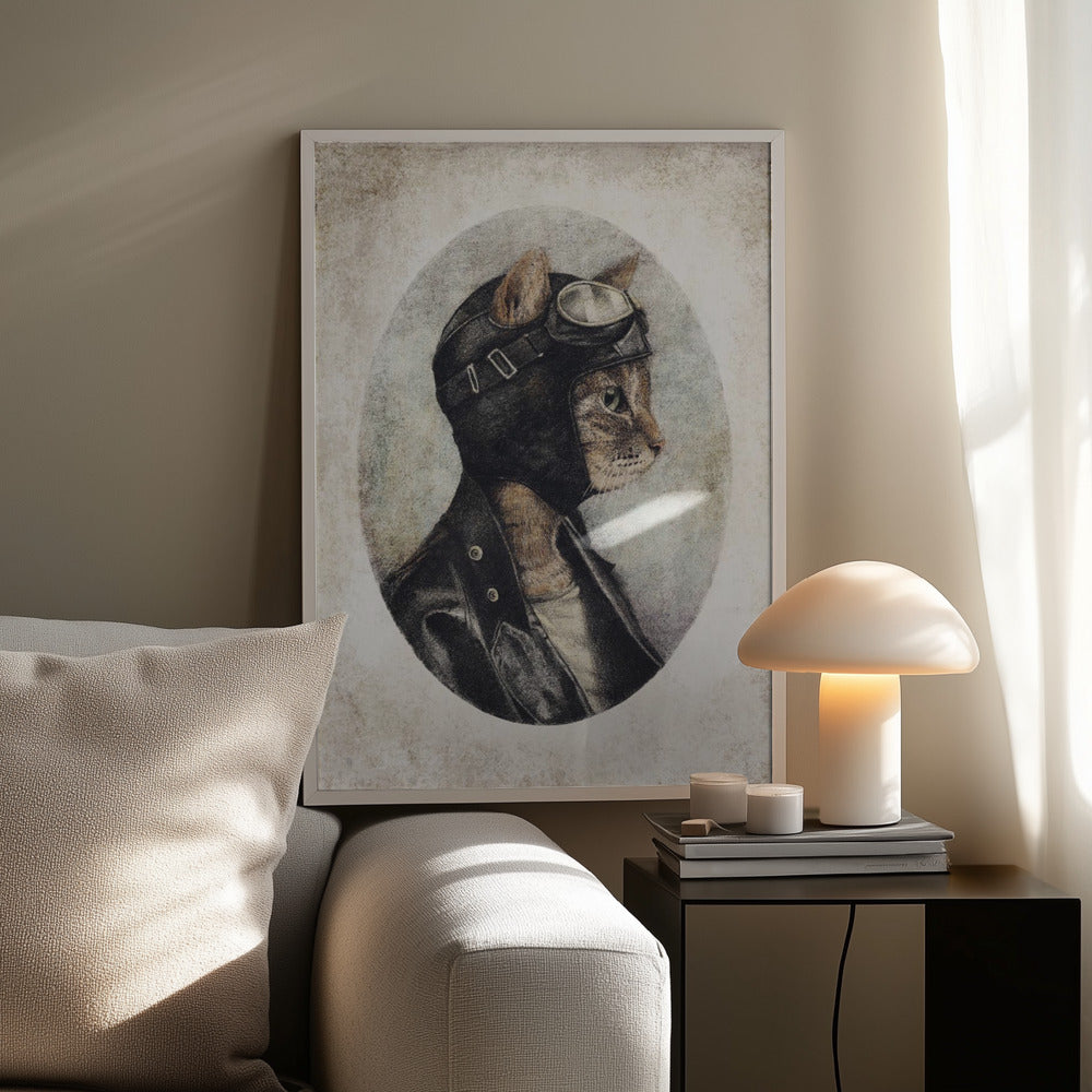 Stylish Cat Wearing A Leather Jacket | Poster