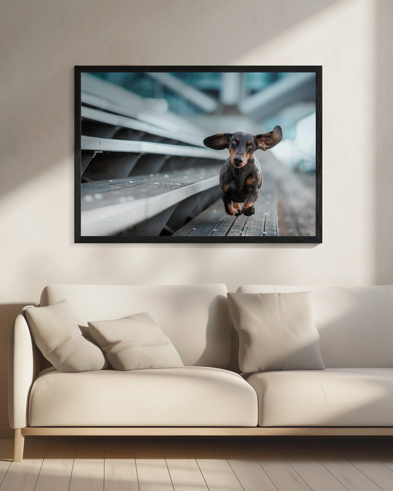 Ein kleiner Hund läuft durch die Welt.... | Canvas
