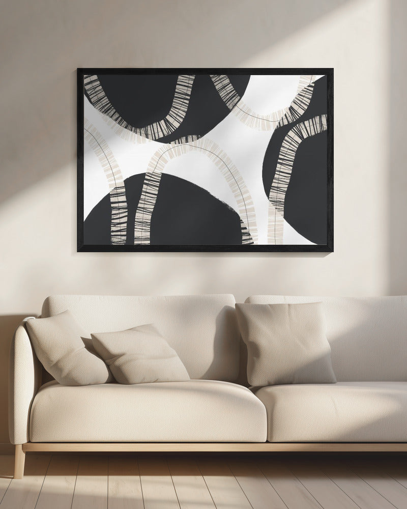 Black Shapes Interwoven With Textured | Canvas
