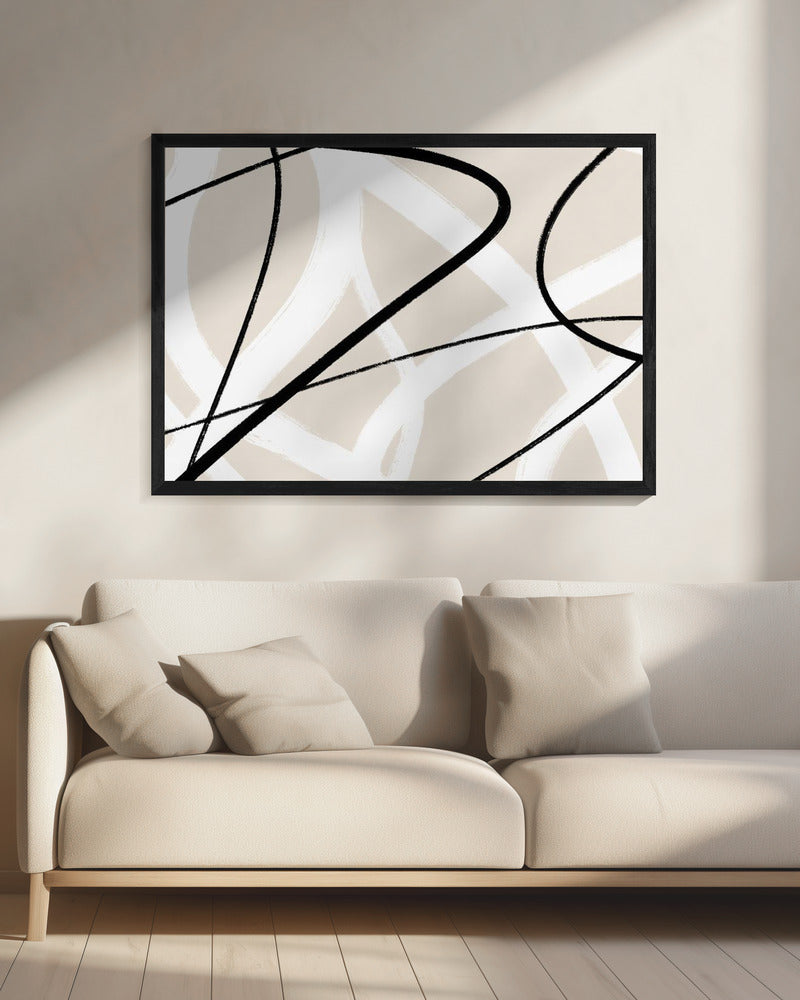 Black Lines On A Neutral Beige Background | Canvas