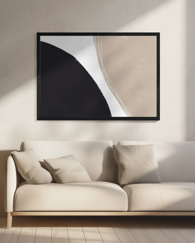 Black And Beige Organic Shapes | Canvas