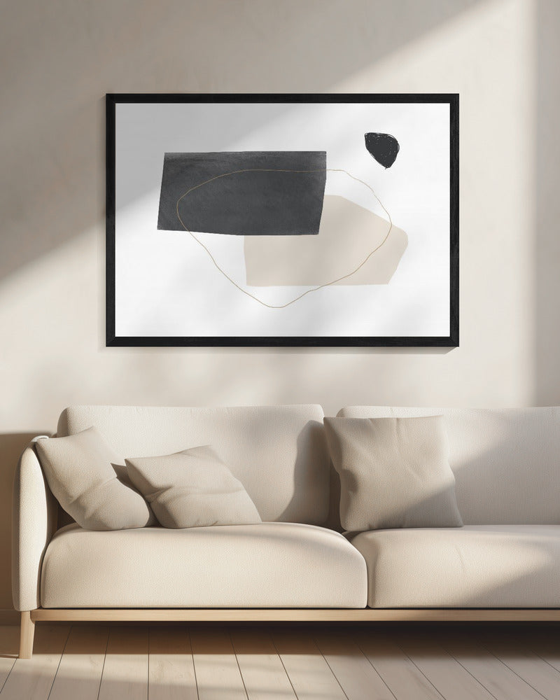 Geometric Shapes in Black Gray and Beige | Canvas