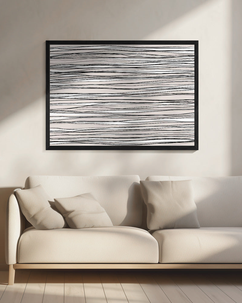 Black on Beige Lines | Canvas