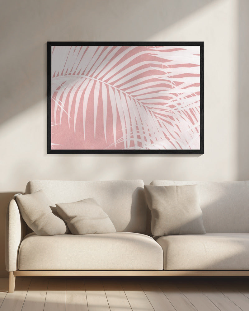 Palm Leaves On Pink Silhouette IV | Canvas
