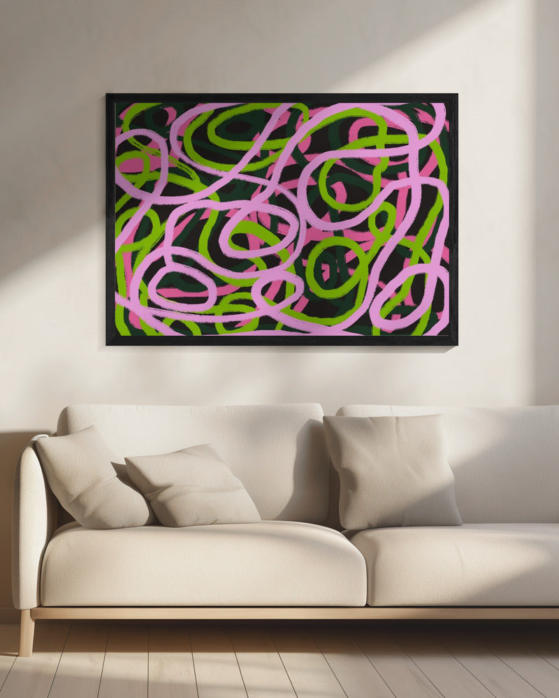 Intertwining Pink And Green Lines | Canvas