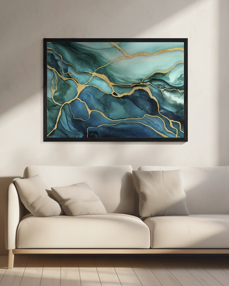 Marble Elegance Teal Gold | Canvas