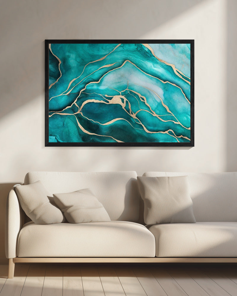 Turquoise Teal Marble Glam | Canvas