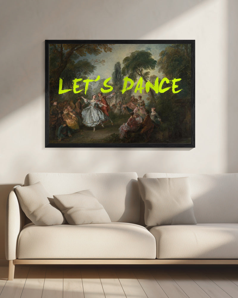 LET'S DANCE NEON YELLOW VINTAGE MAXIMALIST ART | Canvas
