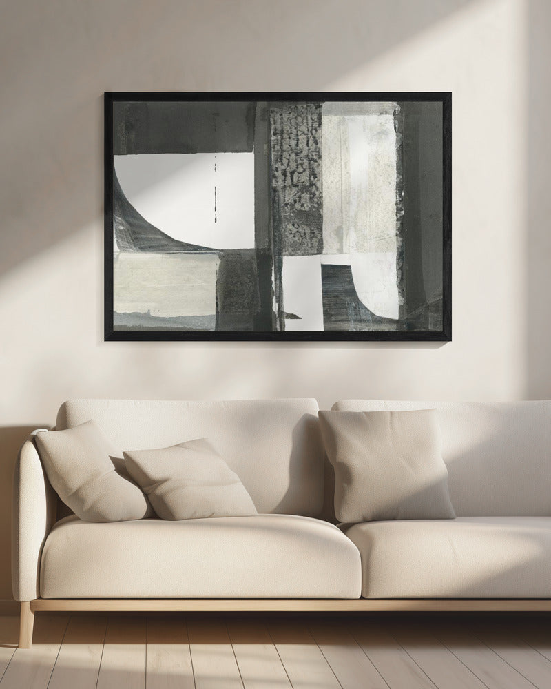 Monochrome Black Abstract Shapes Light 2 | Canvas