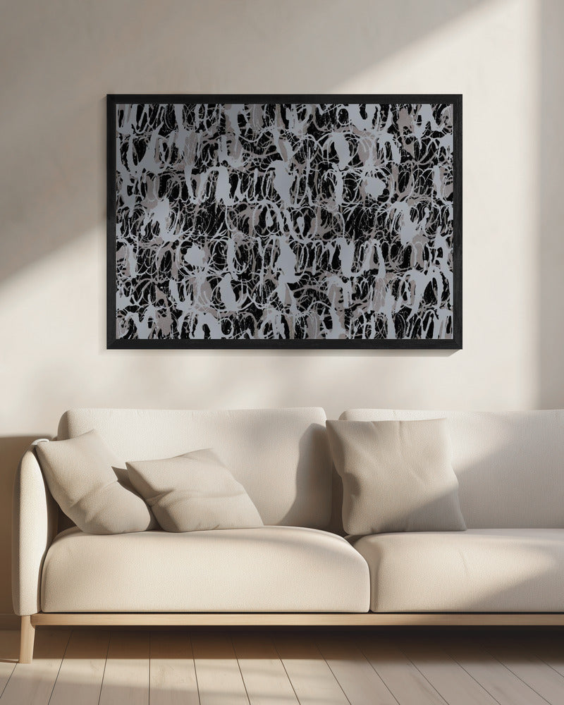 Abstract Ink Swirls Blue Black | Canvas