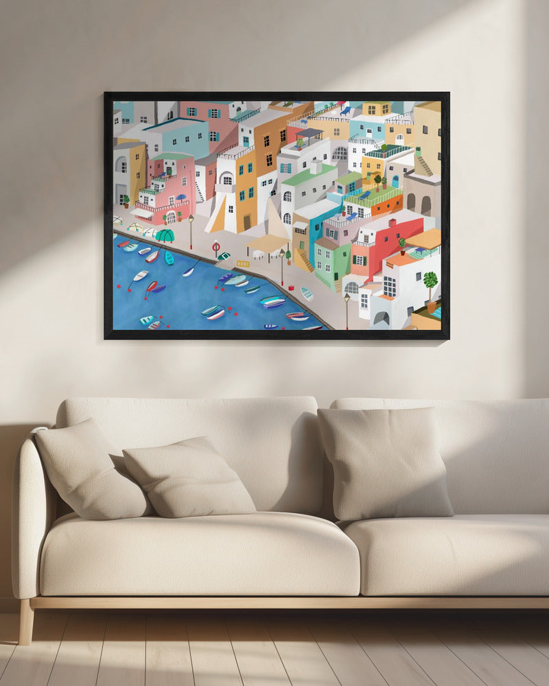 Sunny Seaside Village Summer Fun By Carla Daly | Canvas