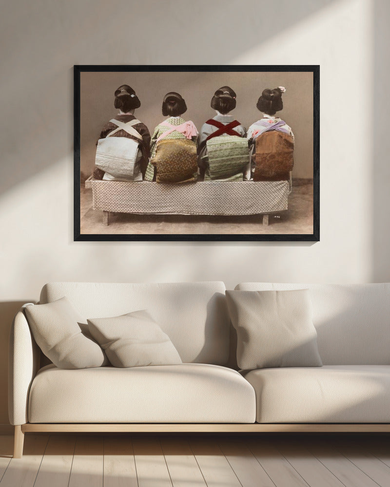 Showing Back Style (19th 20th Century) Japanese Woman Sitting | Canvas