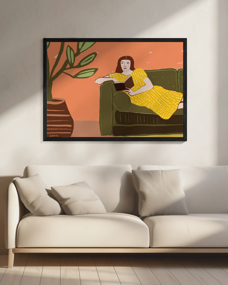 Woman Reading in Yellow Dress | Canvas