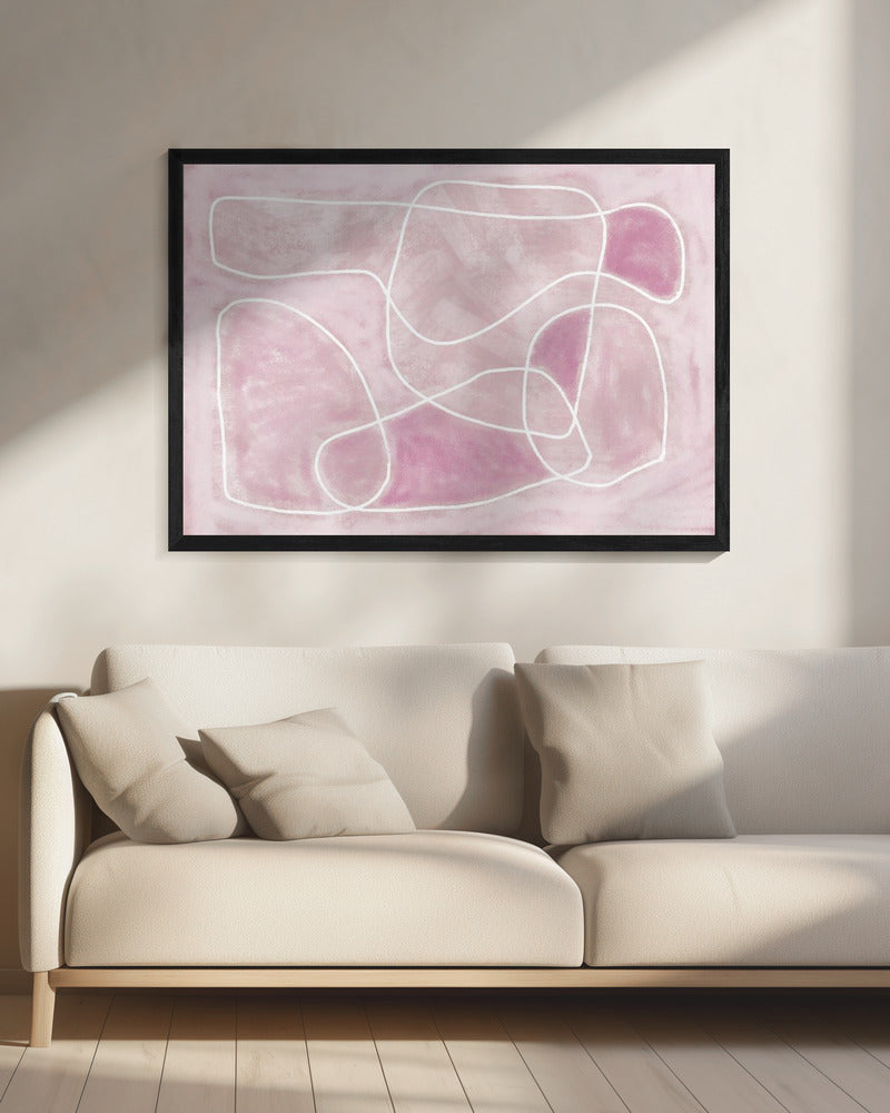 Pastel pink line drawing | Canvas