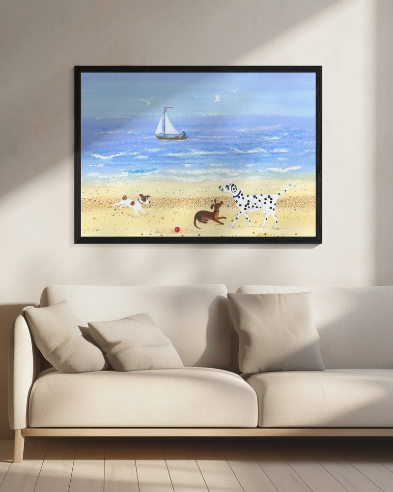 Doggy Plays On the Beach | Canvas