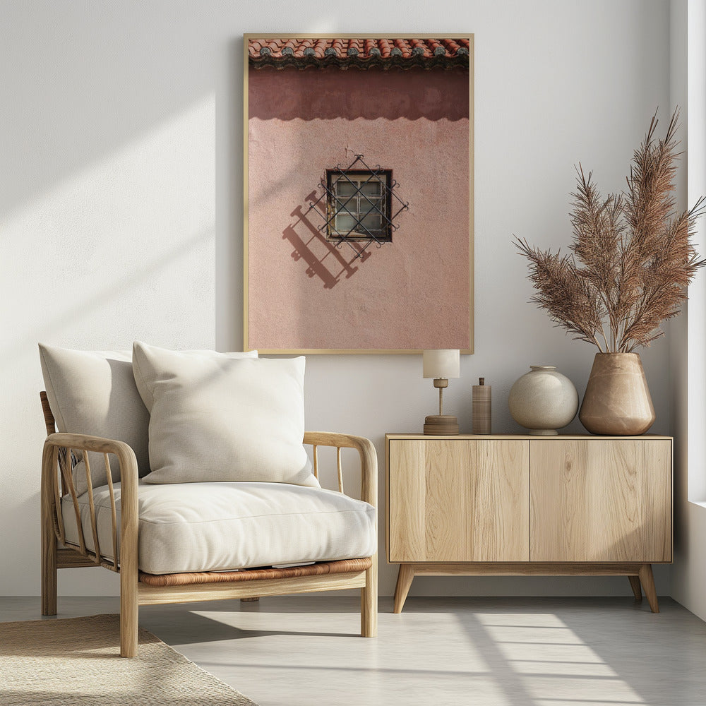 Rustic Pink Wall With A Vintage Window | Poster