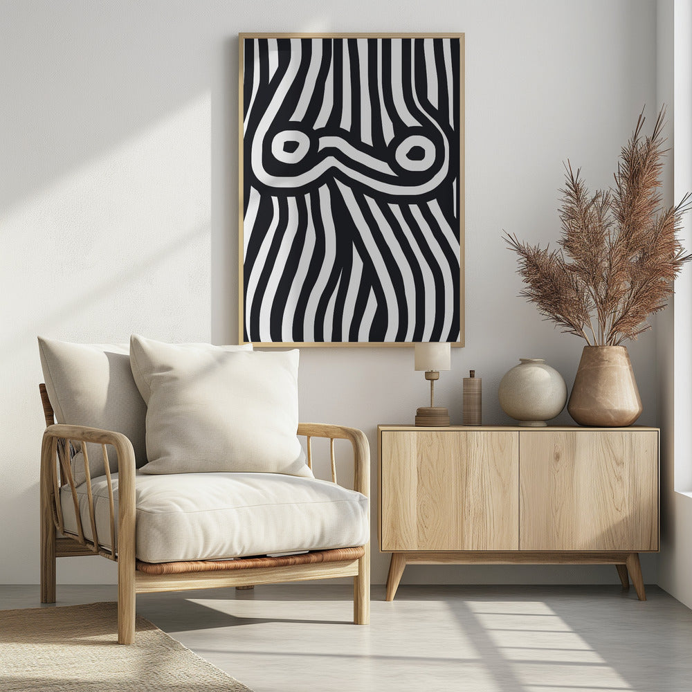 Black and White Striped Nude | Poster