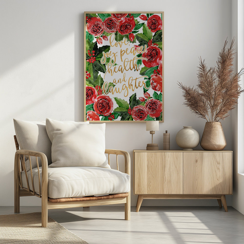 Best wishes holiday red roses | Poster